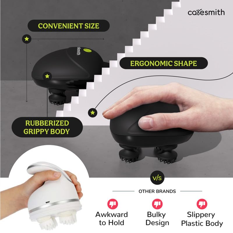 Revive Scalp Massager | 96 Silicon Kneading Points with Detachable Heads | Scalp, Body & Head Massager for Hair Growth (Black)