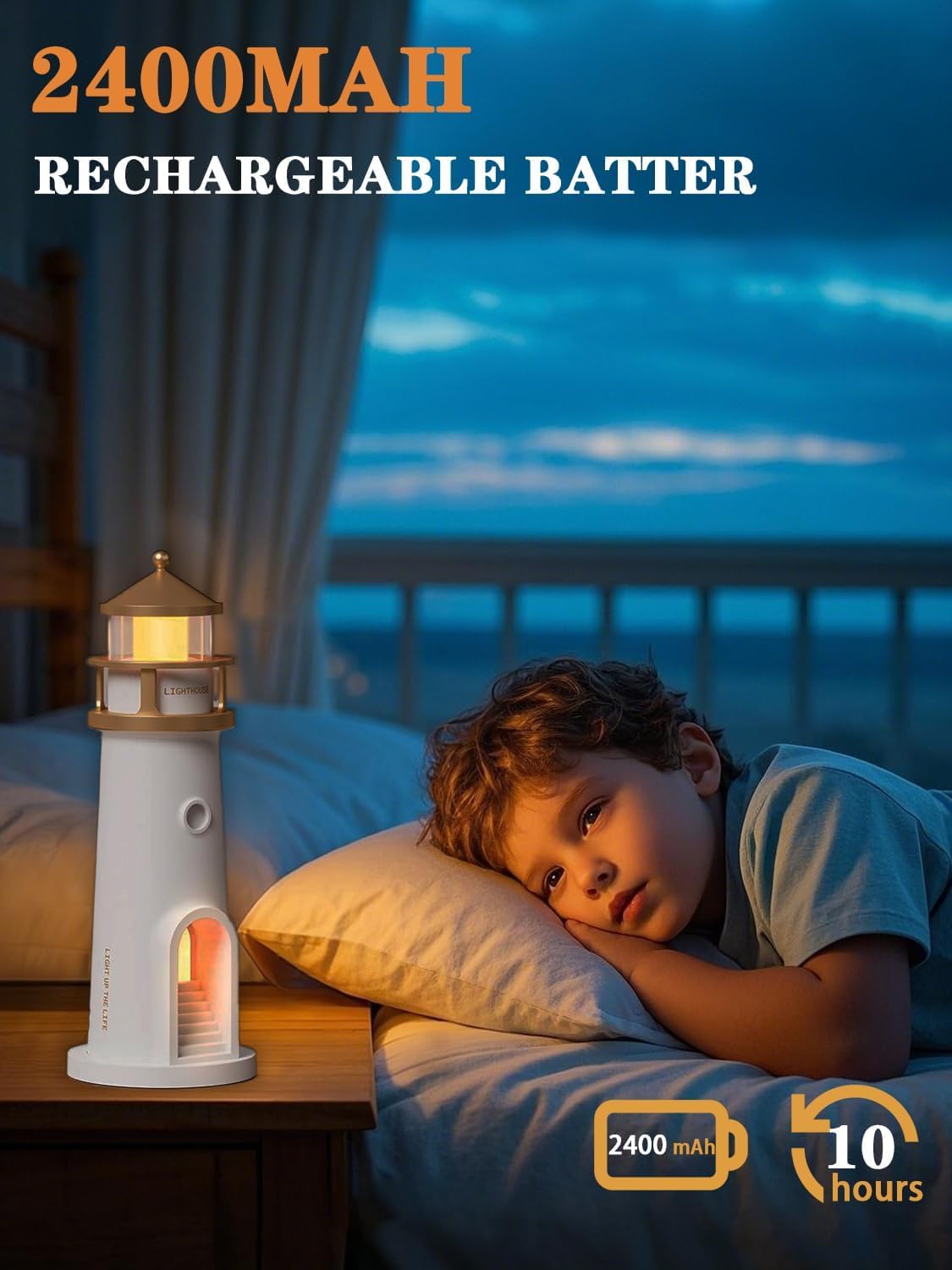 Lighthouse Night Light – Moon & Galaxy Projector for Kids with Remote, USB Rechargeable, 4 Brightness Levels & Timer – Perfect Bedroom Decor & Birthday Gift (1 Pcs Pack)