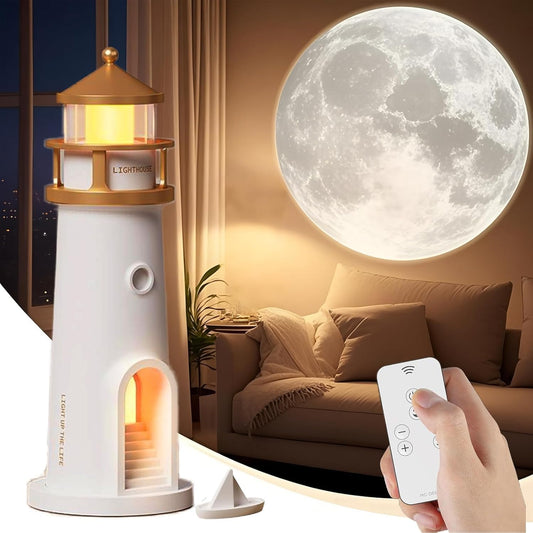 Lighthouse Night Light – Moon & Galaxy Projector for Kids with Remote, USB Rechargeable, 4 Brightness Levels & Timer – Perfect Bedroom Decor & Birthday Gift (1 Pcs Pack)