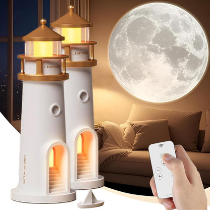 Lighthouse Night Light – Moon & Galaxy Projector for Kids with Remote, USB Rechargeable, 4 Brightness Levels & Timer – Perfect Bedroom Decor & Birthday Gift (1 Pcs Pack)