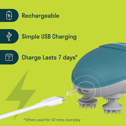 Revive Scalp Massager | 96 Silicon Kneading Points with Detachable Heads | Scalp, Body & Head Massager for Hair Growth (Black)